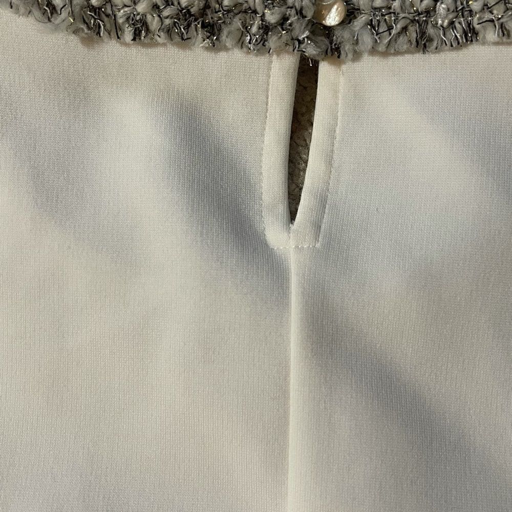 J. Crew Lace Fringe Tank White Silver S - Picture 4 of 5